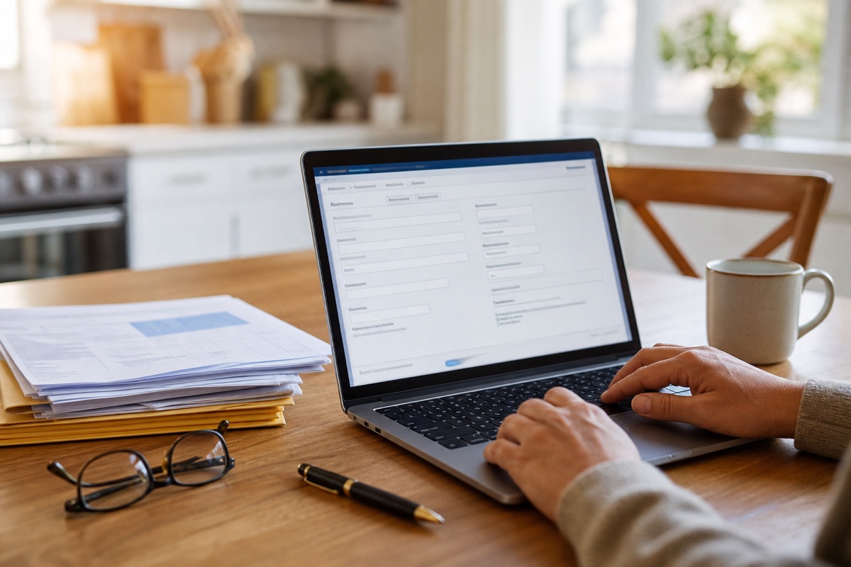 Solar program application being submitted on a laptop